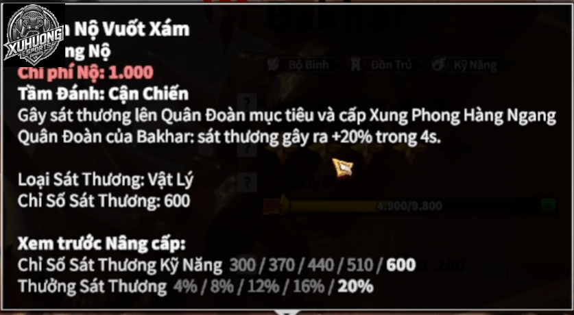 chiêu Thịnh Nộ Vuốt Xám của Bakhar